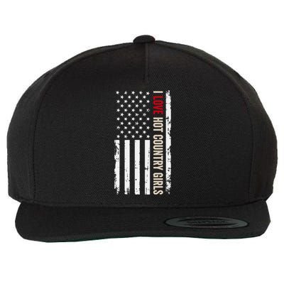 I Love Hot Country American Usa Flag Meaningful Gift Wool Snapback Cap