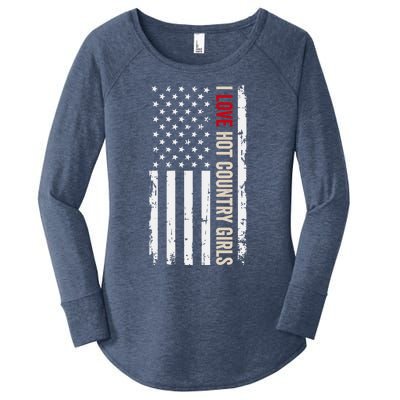 I Love Hot Country American Usa Flag Meaningful Gift Women's Perfect Tri Tunic Long Sleeve Shirt