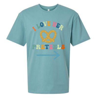 I Love Her Pretzels Matching Couple Oktoberfest Boyfriend Sueded Cloud Jersey T-Shirt