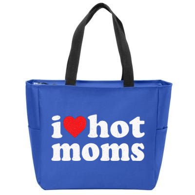 I Love Hot Moms Distressed Retro Vintage Design Zip Tote Bag