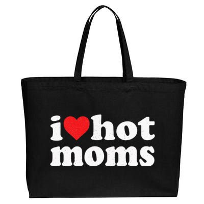 I Love Hot Moms Distressed Retro Vintage Design Cotton Canvas Jumbo Tote