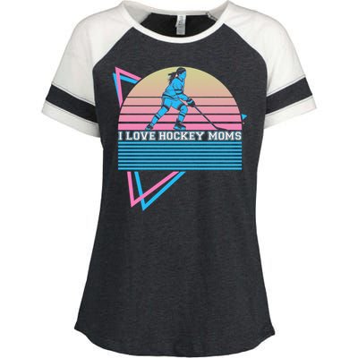 I Love Hockey Moms Retro Funny Gift Enza Ladies Jersey Colorblock Tee