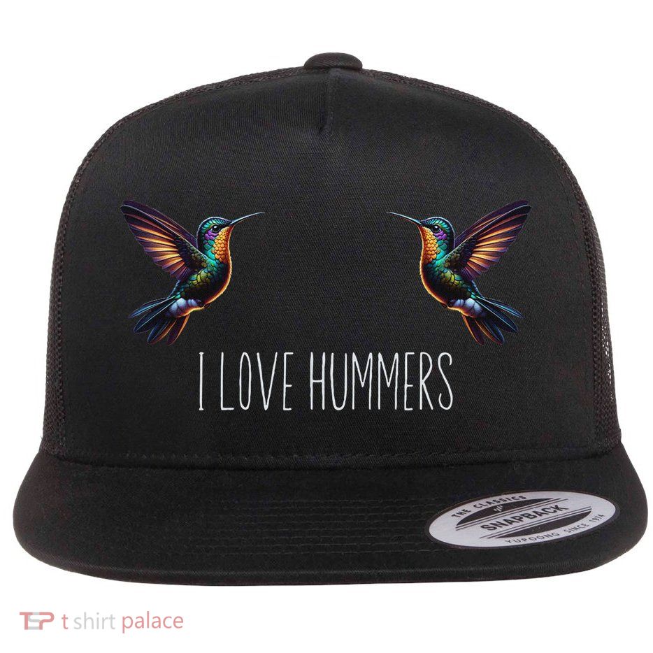 I Love Hummers Bird Hummingbird Women Colibri Flat Bill Trucker Hat