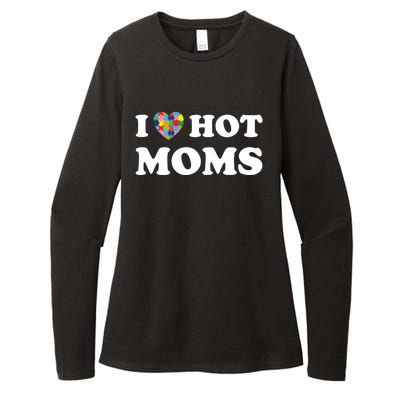 I Love Hot Moms Funny Heart Autism Puzzle Piece Love Moms Gift Womens CVC Long Sleeve Shirt