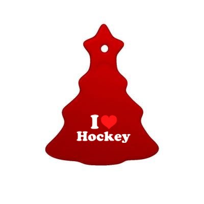 I Love Hockey Gift Ceramic Tree Ornament