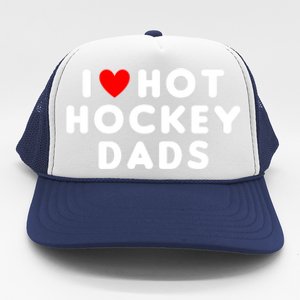 I Love Hot Hockey Dads Funny Red Heart Meaningful Gift Trucker Hat