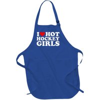 I Love Hot Hockey Gift I Heart Hot Hockey Gift Full-Length Apron With Pockets