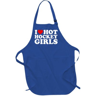 I Love Hot Hockey Gift I Heart Hot Hockey Gift Full-Length Apron With Pockets