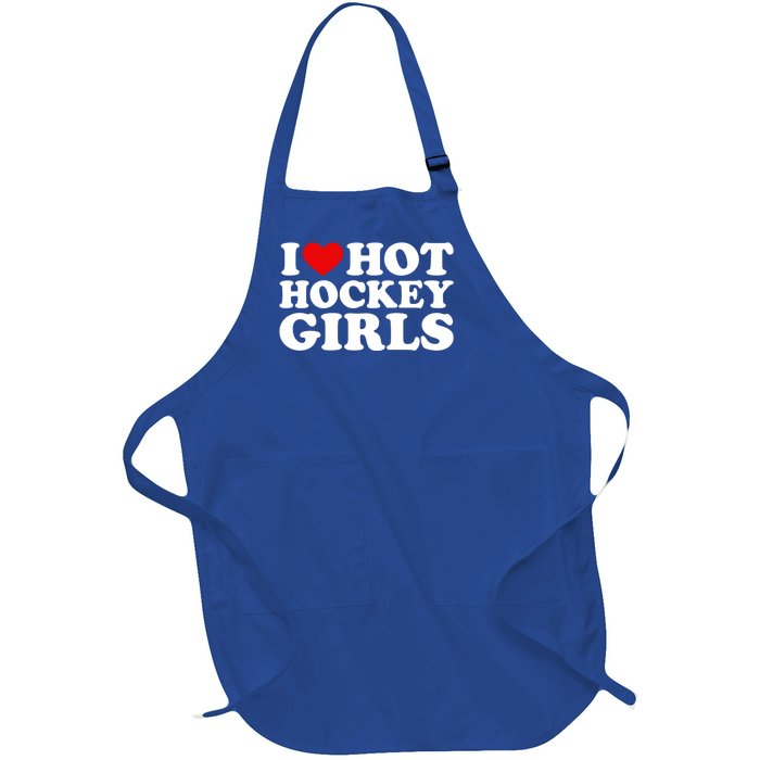 I Love Hot Hockey Gift I Heart Hot Hockey Gift Full-Length Apron With Pockets