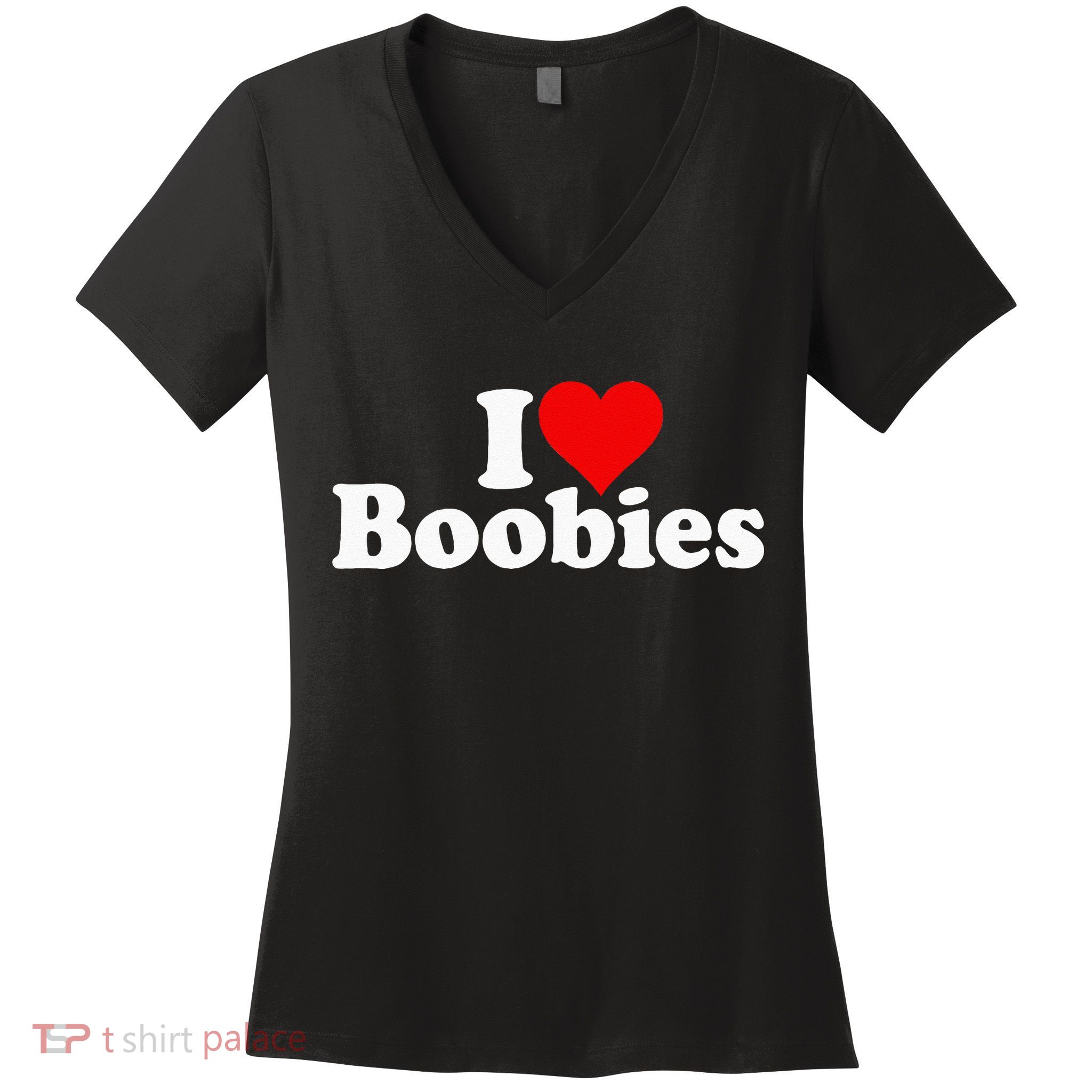 I LOVE HEART BOOBIES Women's V-Neck T-Shirt