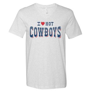 I Love Hot Cowboys Funny Western Rodeo V-Neck T-Shirt