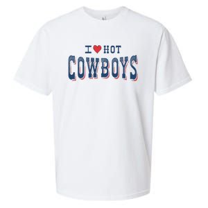 I Love Hot Cowboys Funny Western Rodeo Sueded Cloud Jersey T-Shirt