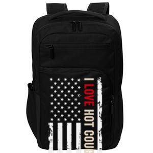 I Love Hot Cougars American Usa Flag Funny Gift Impact Tech Backpack