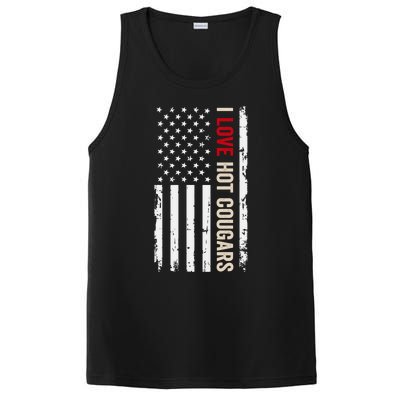 I Love Hot Cougars American Usa Flag Funny Gift PosiCharge Competitor Tank