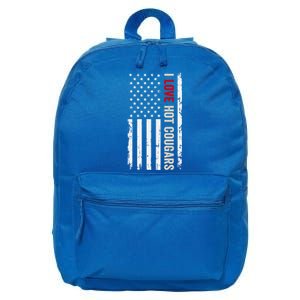 I Love Hot Cougars American Usa Flag Funny Gift 16 in Basic Backpack