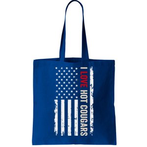 I Love Hot Cougars American Usa Flag Funny Gift Tote Bag