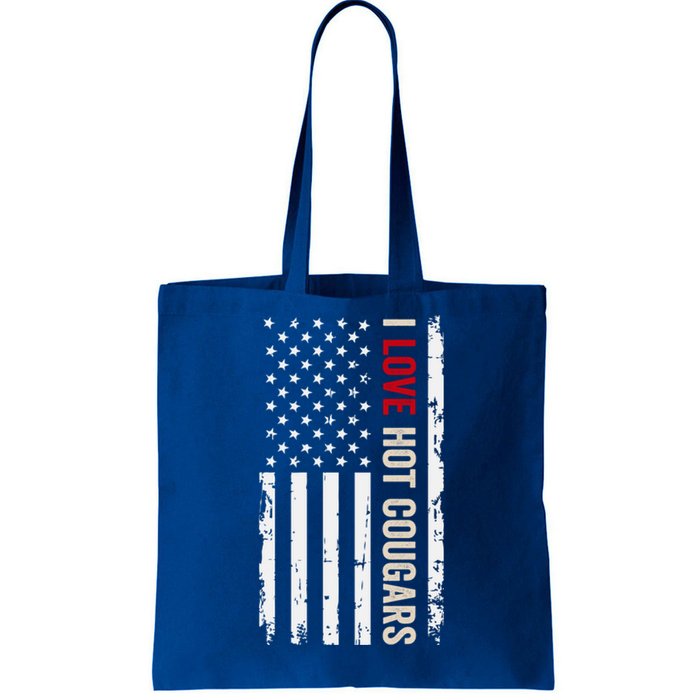 I Love Hot Cougars American Usa Flag Funny Gift Tote Bag