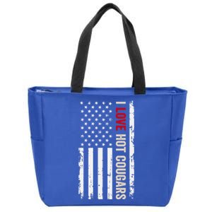 I Love Hot Cougars American Usa Flag Funny Gift Zip Tote Bag