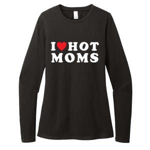 I Love Hot Moms Funny Red Heart Love Moms Mother Cool Meaningful Gift Womens CVC Long Sleeve Shirt