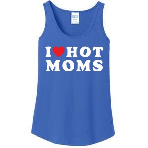 I Love Hot Moms Funny Red Heart Love Moms Mother Cool Meaningful Gift Ladies Essential Tank