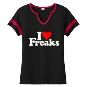 I Love Heart Freaks Ladies Halftime Notch Neck Tee