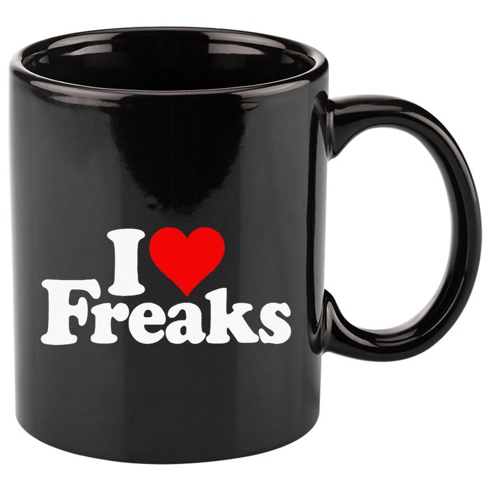 I Love Heart Freaks 11oz C Handle Ceramic Mug