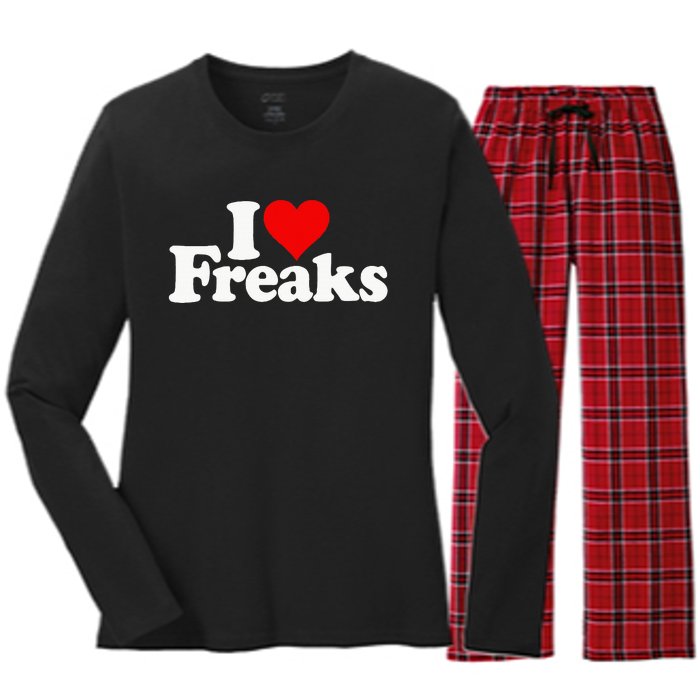 I Love Heart Freaks Women's Long Sleeve Flannel Pajama Set 