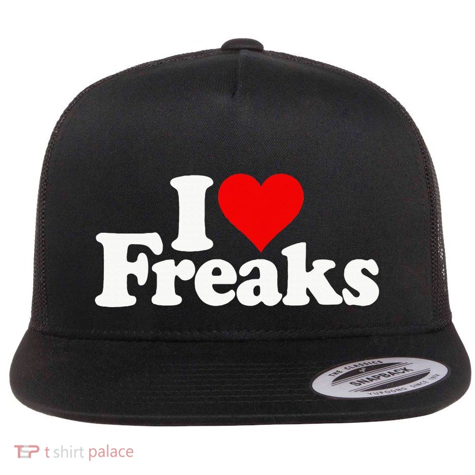 I Love Heart Freaks Flatbill Hat