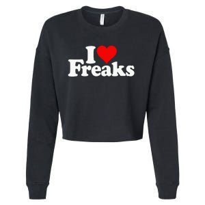 I Love Heart Freaks Cropped Pullover Crew