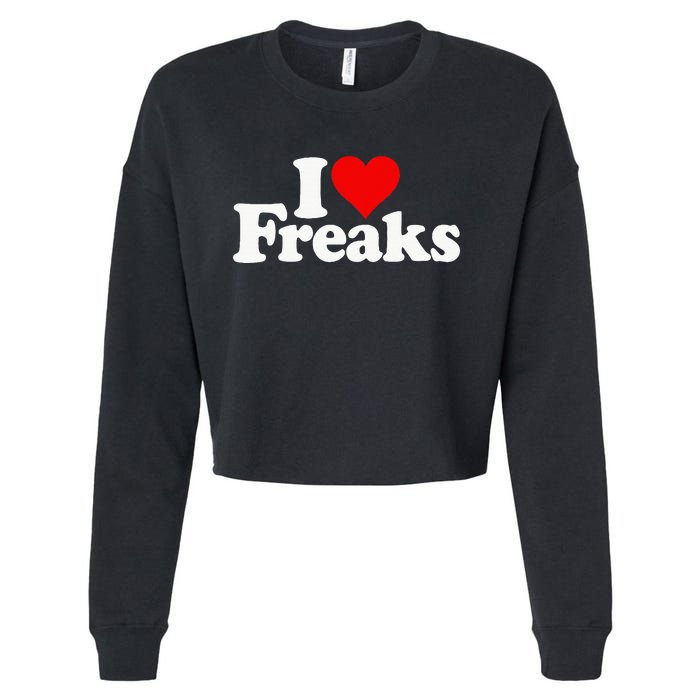 I Love Heart Freaks Cropped Pullover Crew