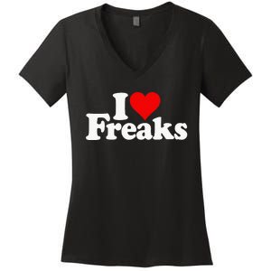 I Love Heart Freaks Women's V-Neck T-Shirt