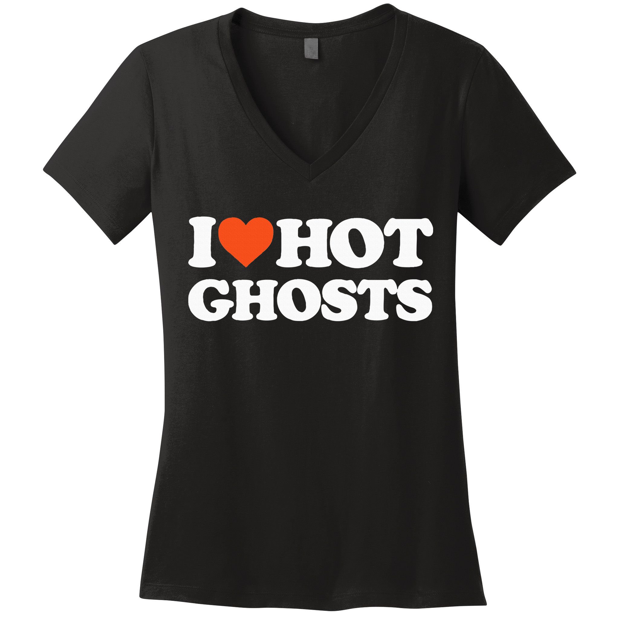 I Love Hot Ghosts I Heart Hot Ghosts Sexy Ghost Women's V-Neck T-Shirt