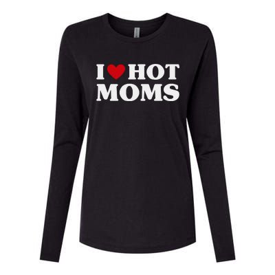 I Love Hot Moms T Funny Red Heart Love Moms Womens Cotton Relaxed Long Sleeve T-Shirt