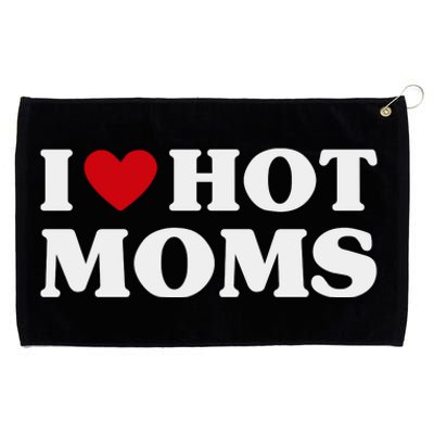 I Love Hot Moms T Funny Red Heart Love Moms Grommeted Golf Towel