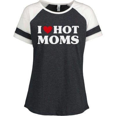 I Love Hot Moms T Funny Red Heart Love Moms Enza Ladies Jersey Colorblock Tee