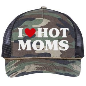 I Love Hot Moms T Funny Red Heart Love Moms Retro Rope Trucker Hat Cap