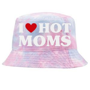 I Love Hot Moms T Funny Red Heart Love Moms Tie-Dyed Bucket Hat