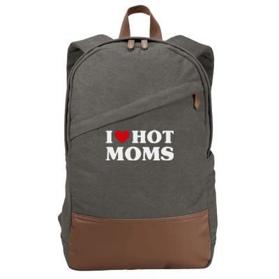 I Love Hot Moms T Funny Red Heart Love Moms Cotton Canvas Backpack