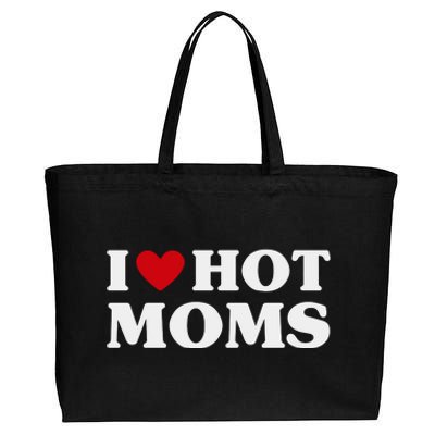 I Love Hot Moms T Funny Red Heart Love Moms Cotton Canvas Jumbo Tote