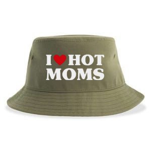 I Love Hot Moms T Funny Red Heart Love Moms Sustainable Bucket Hat