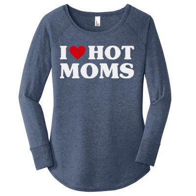 I Love Hot Moms T Funny Red Heart Love Moms Women's Perfect Tri Tunic Long Sleeve Shirt