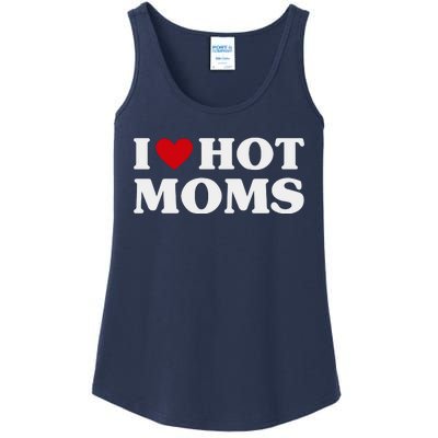 I Love Hot Moms T Funny Red Heart Love Moms Ladies Essential Tank