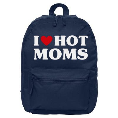 I Love Hot Moms T Funny Red Heart Love Moms 16 in Basic Backpack