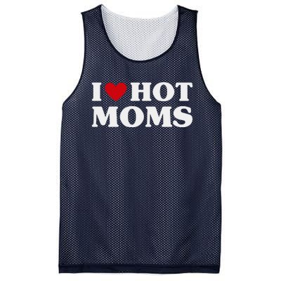 I Love Hot Moms T Funny Red Heart Love Moms Mesh Reversible Basketball Jersey Tank