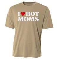 I Love Hot Moms T Funny Red Heart Love Moms Cooling Performance Crew T-Shirt