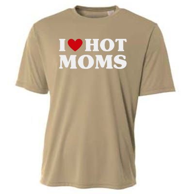 I Love Hot Moms T Funny Red Heart Love Moms Cooling Performance Crew T-Shirt