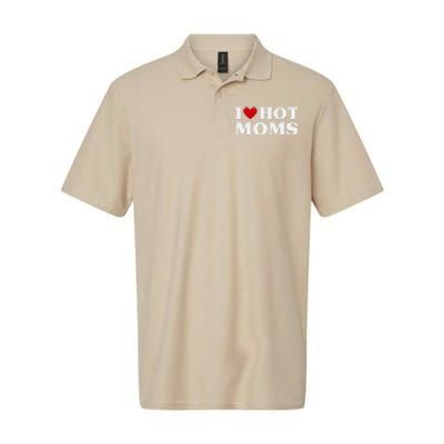 I Love Hot Moms T Funny Red Heart Love Moms Softstyle Adult Sport Polo