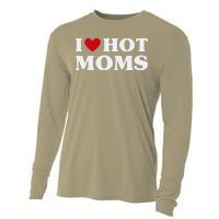 I Love Hot Moms T Funny Red Heart Love Moms Cooling Performance Long Sleeve Crew