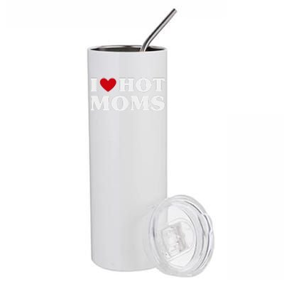 I Love Hot Moms T Funny Red Heart Love Moms Stainless Steel Tumbler