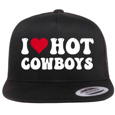 I Love Hot Cowboys I Heart Cowboys Funny Country Western Flatbill Hat